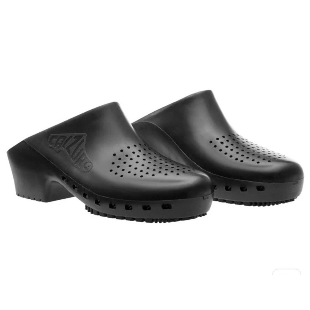 Calzuro Classics Work Clogs Men 9-10 Black Rubber Slip Resistant Comfort Nursing